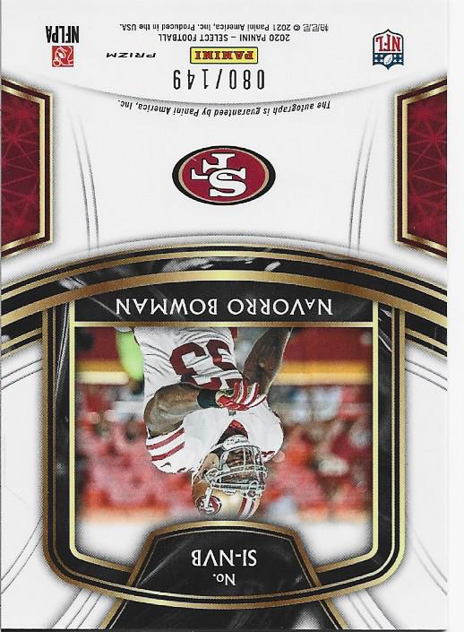 Navorro Bowman 2020 Select Silver Autographed Card 80/149