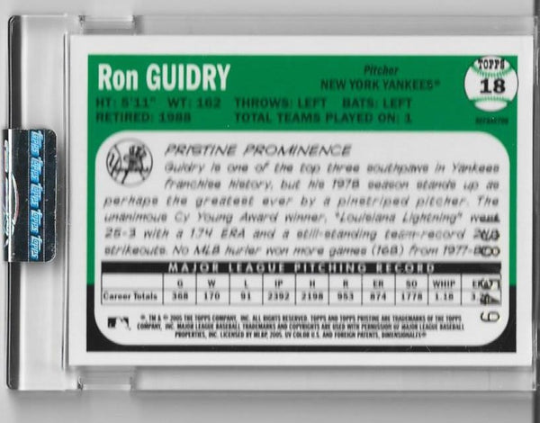 Ron Guidry 2005 Topps Pristine Legends #18 Card
