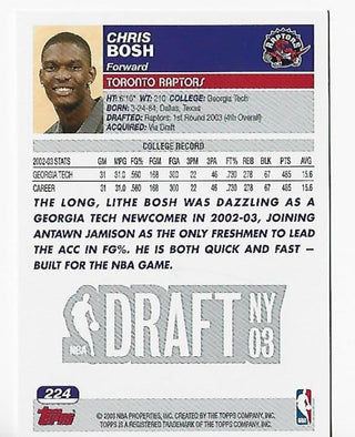 Chris Bosh 2003-04 Topps #224 Rookie Card