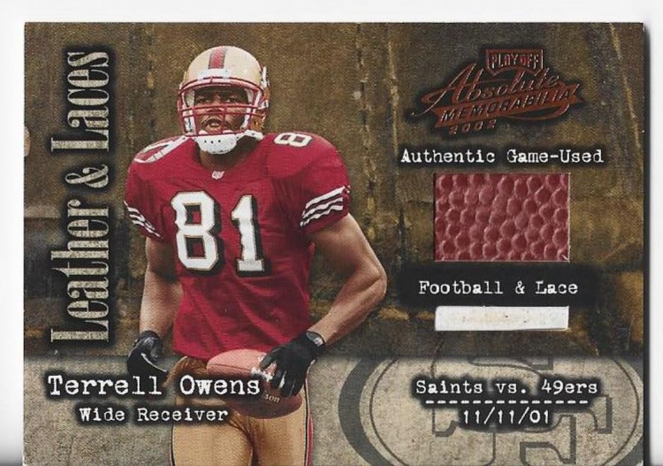 Terrell Owens 2002 Playoff #LL-47 (31/50) Game-Used Football & Lace Ca