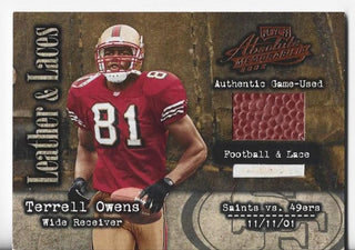 Terrell Owens 2002 Playoff #LL-47 (31/50) Game-Used Football & Lace Card