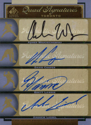 Asher Wojciechowski, David Cooper, Brett Lawrie & Andrew Liebel Autographed 2012 UpperDeck Quad Signature Card