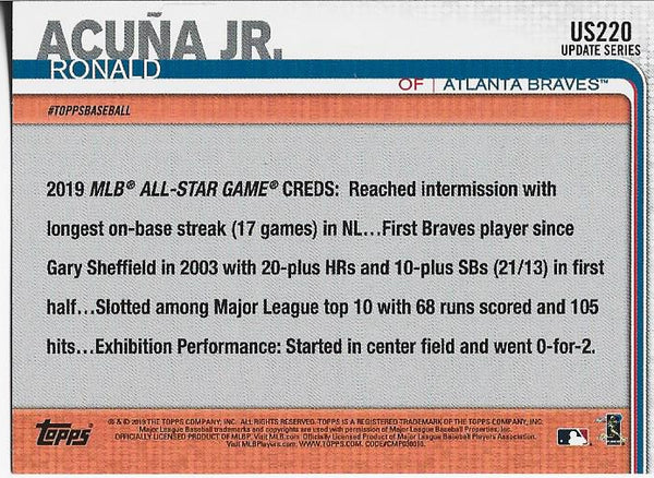 Ronald Acuna 2019 Topps Update Series Card #US220