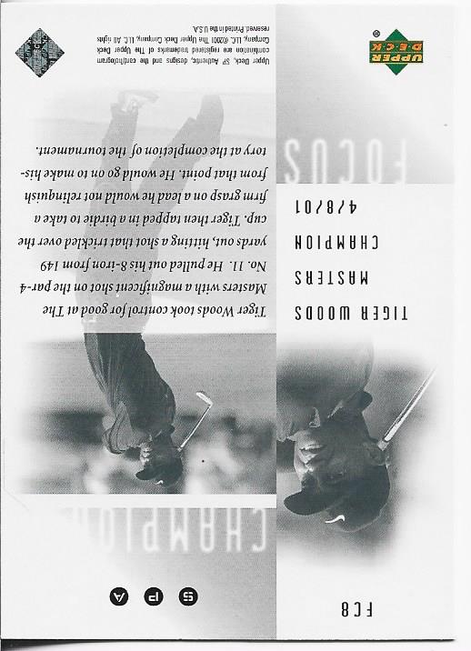 Tiger Woods 2001 Upper Deck Card #FC8