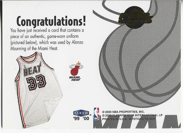 Alonzo Mourning 2000 Fleer Game Worn Jersey Card