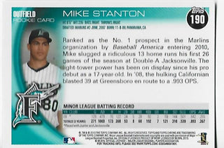 Mike Stanton Unsigned 2010 Topps #190 Chrome Rookie Card