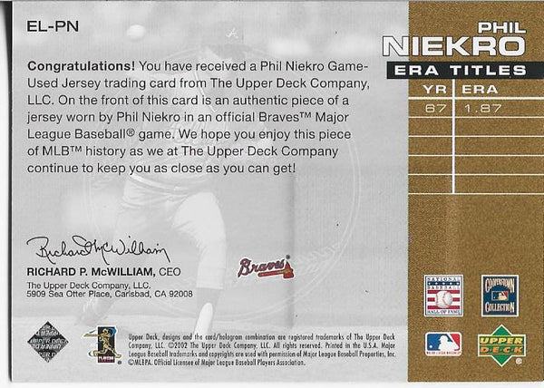 Phil Niekro 2002 Upper Deck Game Used Jersey Card
