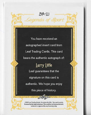 Larry Little Autographed 2012 Leaf Legends of Sport Card #BA-LL1