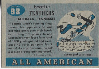 Beattie Feathers 1955 All American Card