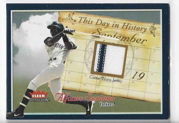 Alfonso Soriano 2004 Fleer #TDH-AS Game-Worn Jersey Card