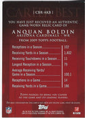 Anquan Boldin 2009 Topps Game Worn Jersey Card