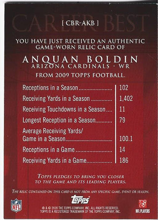 Anquan Boldin 2009 Topps Game Worn Jersey Card