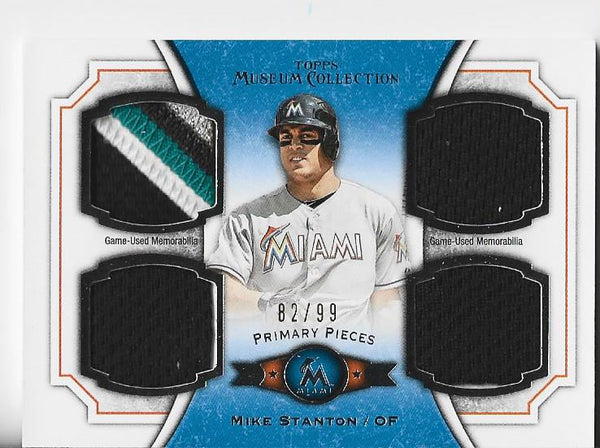 Mike Stanton 2012 Topps Museum Collection Game Used Quad Relic Card 82/99 #PPQR-MS