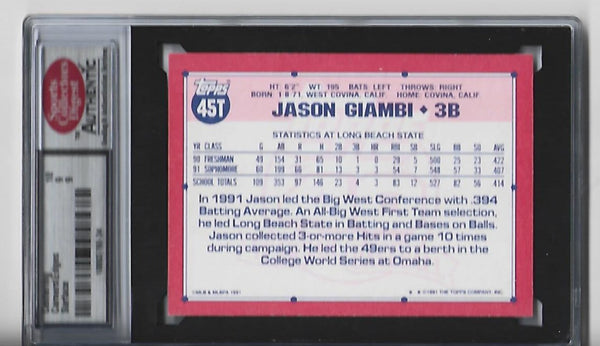 Jason Giambi Rookie Card Topps Traded 9 Mint