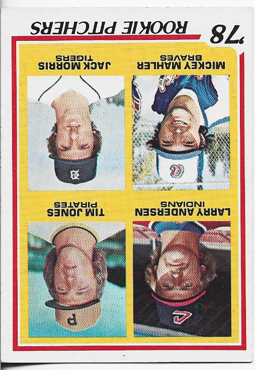 Larry Andersen, Tim Jones, Mickey Mahler, and Jack Morris 1978 Topps Rookie Pitchers Card