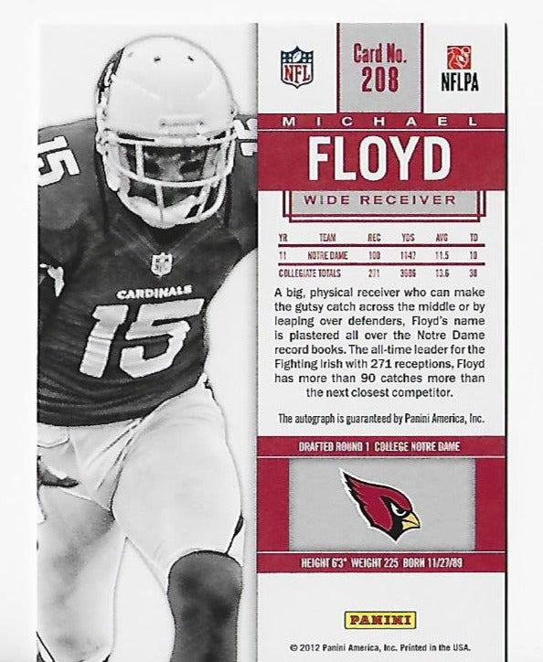 Michael Floyd 2012 Panini Contenders #208 Rookie Ticket Card