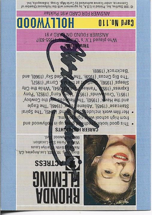 Rhonda Fleming 1991 Starline Hollywood Autographed Card #110