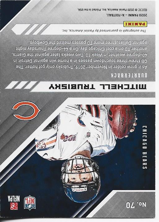 Mitchell Trubisky 2020 Panini XR Autographed Card 1/4 #70