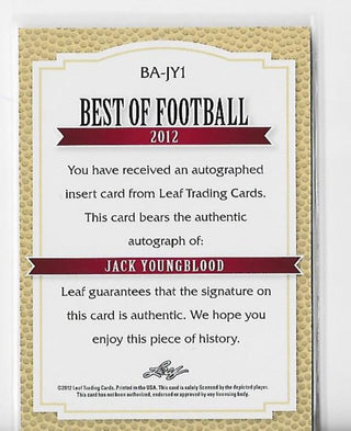 Jack Youngblood 2012 Leaf #BA-JY1 Autograph Card