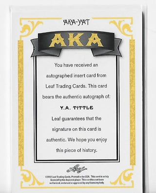 Y.A. Tittle 2012 Leaf #AKA-YAT Autograph Card