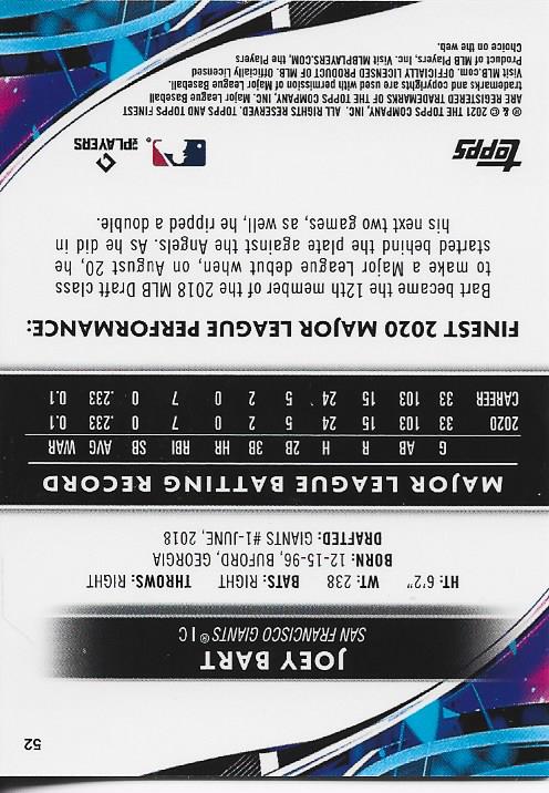 Joey Bart 2021 Topps Finest Blue Rookie Card 33/150 #52