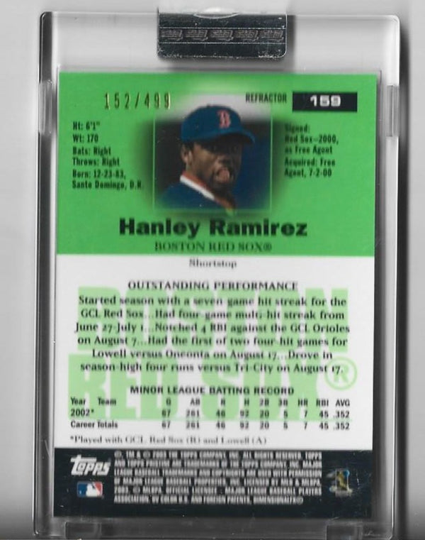 Hanley Ramirez 2003 Topps Pristine #159 Refractor Rookie Card