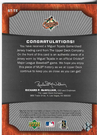 Miguel Tejada 2005 Upper Deck Game Used Jersey Card