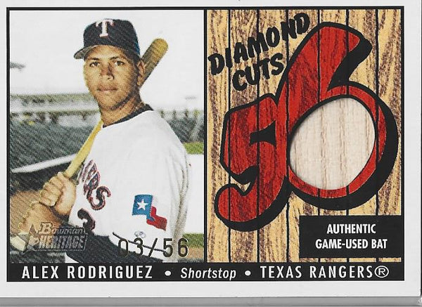 Alex Rodriguez 2003 Topps Authentic Game Used Bat Card 3/56