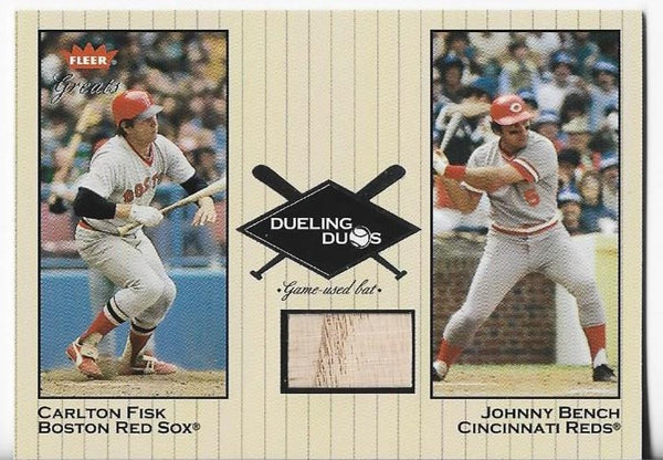Carlton Fisk / Johnny Bench 2002 Fleer Dueling Duos #DD-JB1 Game-Used Bad Card