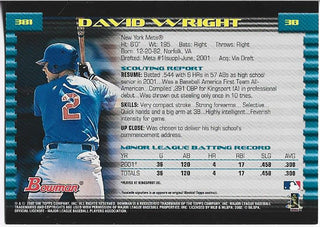David Wright 2002 Bowman Rookie Card #381