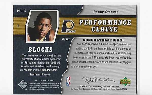 Danny Granger 2005-2006 Upper Deck #PCJ-DG (13/250)