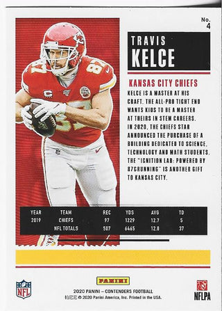 Travis Kelce 2020 Panini Contenders Card #4