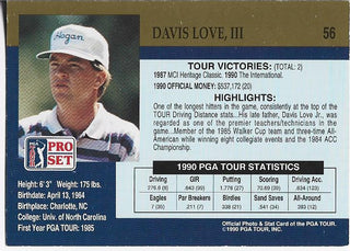 Davis Love III 1990 PGA Tour Autographed Card #56