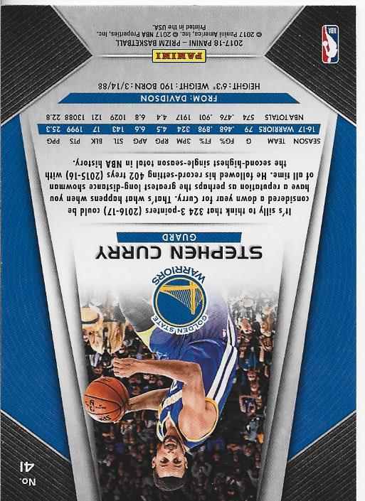 Stephen Curry 2017 Panini Prizm Card #41