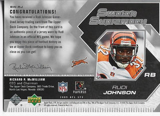 Rudi Johnson 2005 Upper Deck Game Used Jersey Card