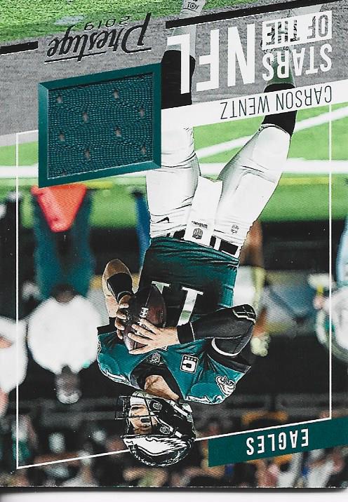Carson Wentz 2019 Prestige Game Worn Jersey Card