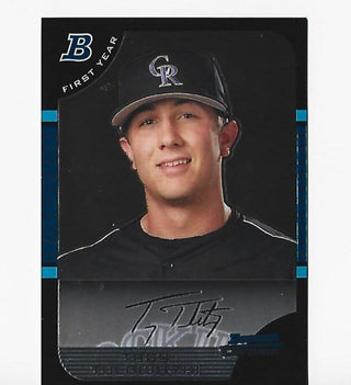Troy Tulowitzki 2005 Topps #BDP105 Autographed Bowman Chrome Rookie Card