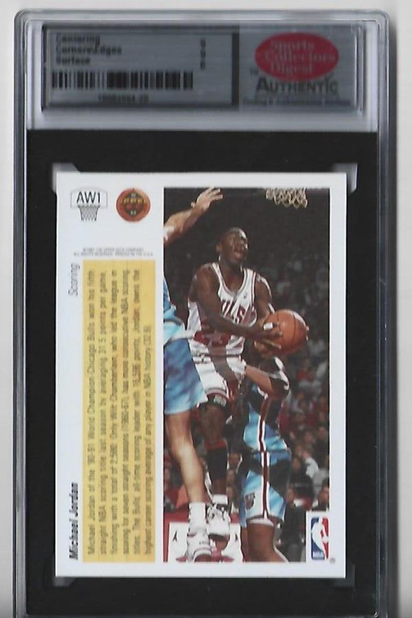 michael jordan holographic basketball card Michael Jordan 1991-1992 Upper Deck #AW1 Hologram Card
