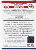 Drew Tate 2007 Topps Autographed Rookie Card