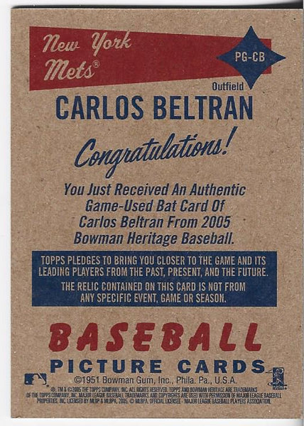 2005 Carlos Beltran Game Worn Jersey. Baseball Collectibles