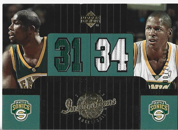 Reggie Evans and Ray Allen 2002 Upper Deck Game Used Jersey Card 72/1500