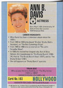 Ann B. Davis 1991 Starline Hollywood Autographed Card #103