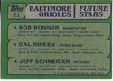 Cal Ripken Jr, Bob Bonner, and Jeff Schneider 1992 Topps Rookie Card #21