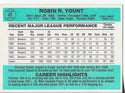 Robin Yount 1983 Donruss Card