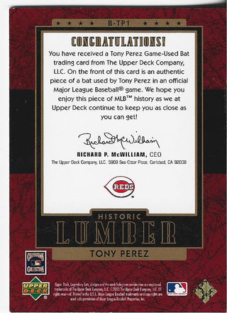 Tony Perez 2003 Upper Deck Game Used Bat Card