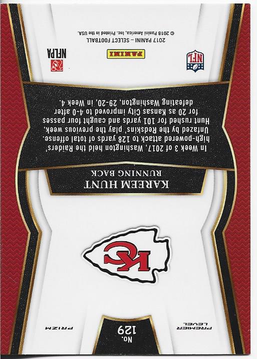 Kareem Hunt 2017 Select Rookie Card