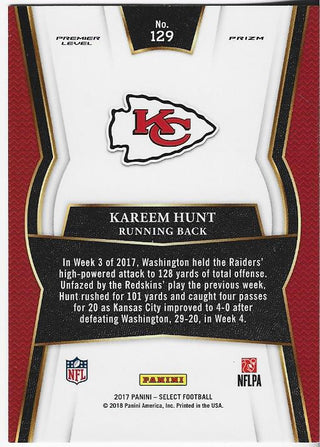 Kareem Hunt 2017 Select Rookie Card