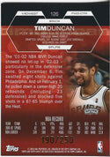 Tim Duncan 2003 Topps Jersey Card 190/250