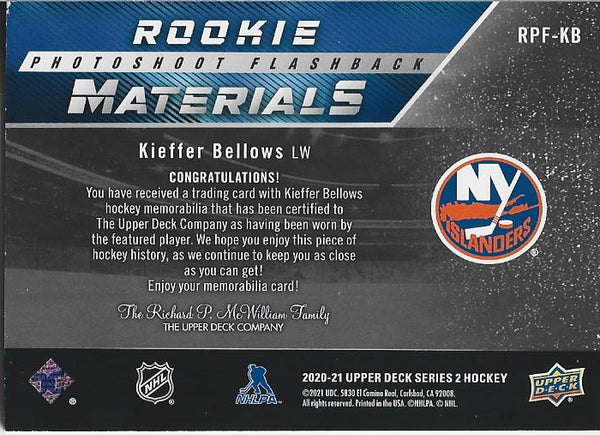 Kieffer Bellows 2020 Upper Deck Game Worn Rookie Jersey Card #RPF-KB