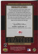 Tony Perez 2003 Upper Deck Game Used Jersey Card